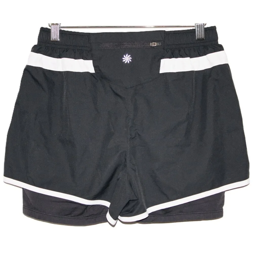 Womens Athleta Hana Short 2 In 1 Black Polyester Spandex Athletic Shorts Size M